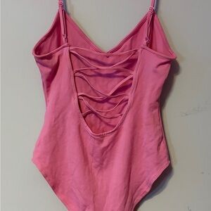 Forever 21 Pink Lace-Trim Bodysuit